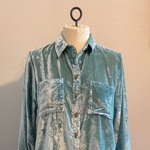 Anthropologie Pilcro Mara Relaxed Velvet Shirt